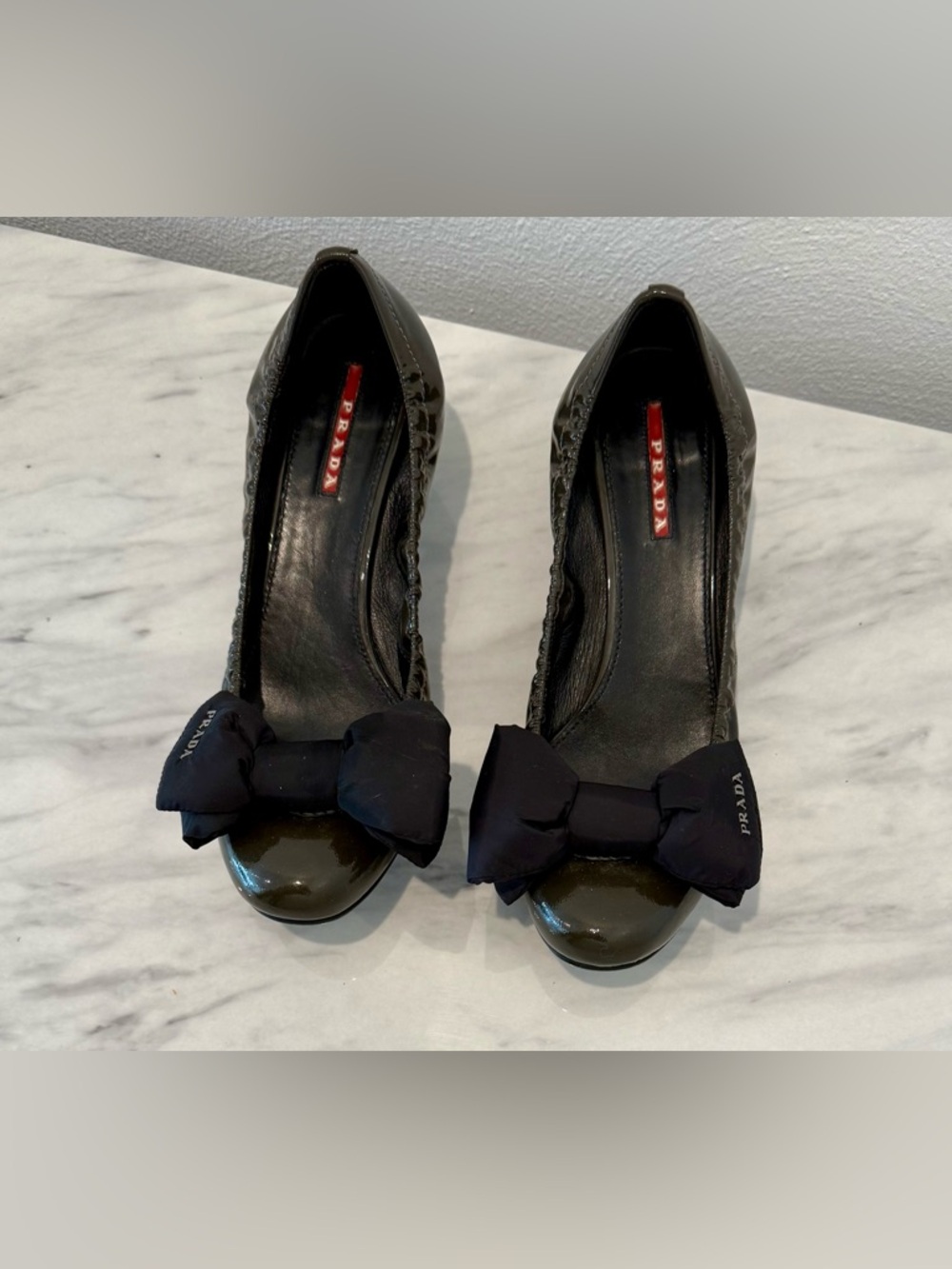 Prada Linea Rosa Patent Leather Bow Block Heel Pump - Picture 3 of 6